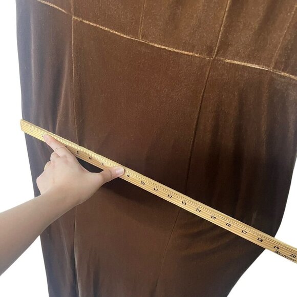 SOLD: Amsale Nouvelle Sana Bronze Velvet Bridesmaid Dress Long Gown Size 8 - Picture 11 of 14